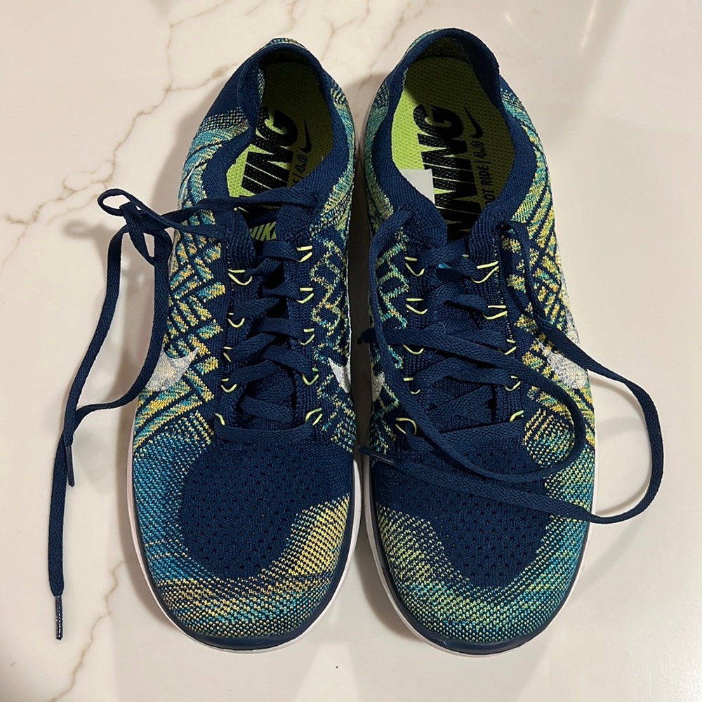 Nike Free 4.0 Flyknit Men's Running Shoes Size 10 Blue Green